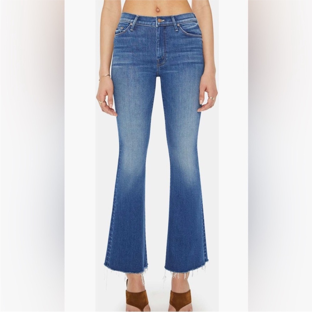 Mother the weekender fray blue jeans